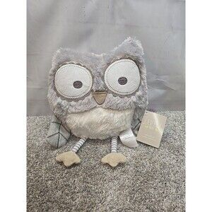 New Levtex Baby Gray Striped Plush Owl Stuffed Animal Pillow Nursery NWT